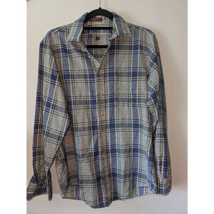 Men's Unbranded Blue Green Plaid Casual Button Down Shirt M Standard